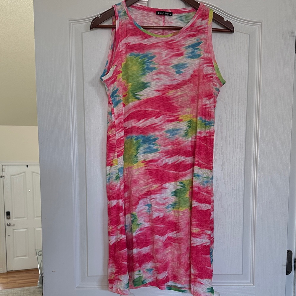 David Cline Pink and Green Tie-Dye Top